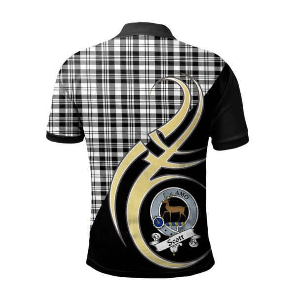 Scott Black White Modern Clan Polo Shirt, Scottish Tartan Scott Black White Modern Clans Polo Shirt Believe In Me Style - Image 2