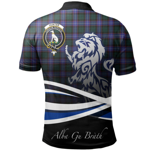 Hunter Modern Clan Polo Shirt, Scottish Tartan Hunter Modern Clans Polo Shirt Crest Lion Style - Image 2