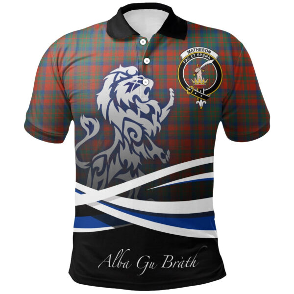 Matheson Ancient Clan Polo Shirt, Scottish Tartan Matheson Ancient Clans Polo Shirt Crest Lion Style