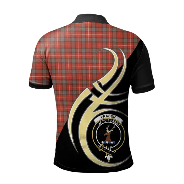 Fraser Weathered Clan Polo Shirt, Scottish Tartan Fraser Weathered Clans Polo Shirt Believe In Me Style - Image 2