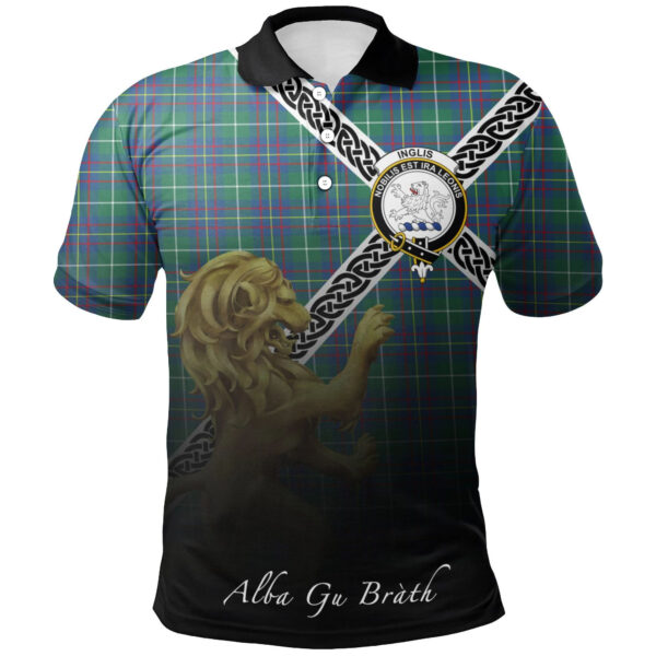 Inglis Ancient Clan Polo Shirt, Scottish Tartan Inglis Ancient Clans Polo Shirt Celtic Lion Style