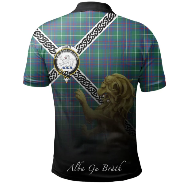 Inglis Ancient Clan Polo Shirt, Scottish Tartan Inglis Ancient Clans Polo Shirt Celtic Lion Style - Image 2