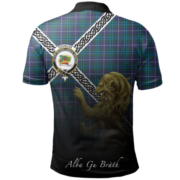 Douglas Modern Clan Polo Shirt, Scottish Tartan Douglas Modern Clans Polo Shirt Celtic Lion Style - Image 2