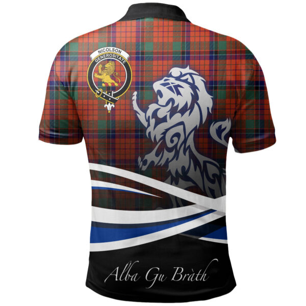 Nicolson Ancient Clan Polo Shirt, Scottish Tartan Nicolson Ancient Clans Polo Shirt Crest Lion Style - Image 2