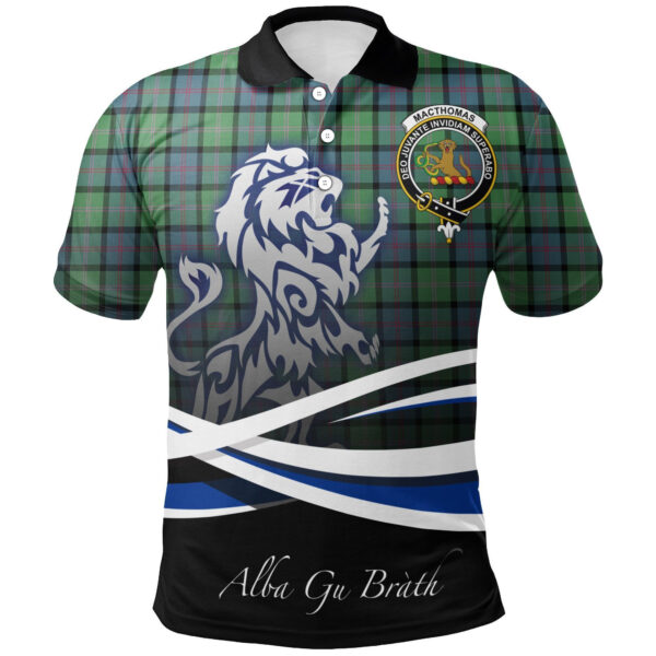 MacThomas Ancient Clan Polo Shirt, Scottish Tartan MacThomas Ancient Clans Polo Shirt Crest Lion Style