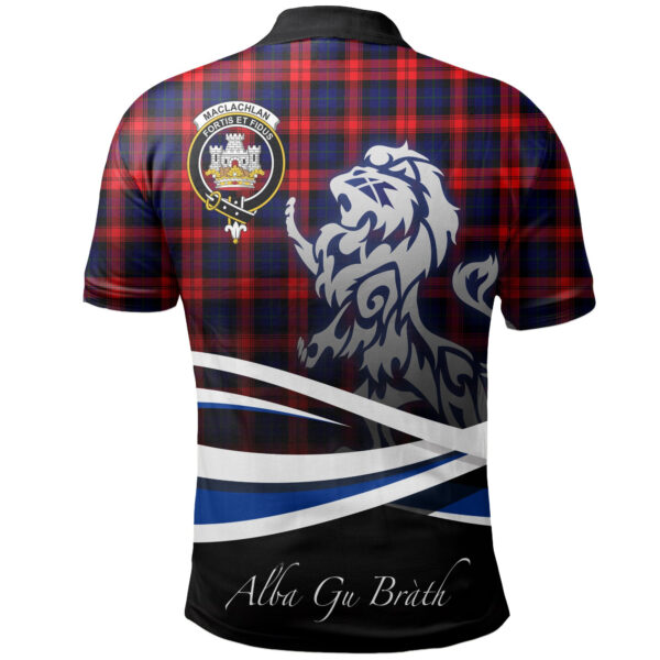 MacLachlan Modern Clan Polo Shirt, Scottish Tartan MacLachlan Modern Clans Polo Shirt Crest Lion Style - Image 2