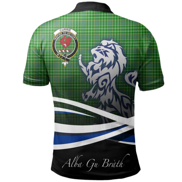 Currie Clan Polo Shirt, Scottish Tartan Currie Clans Polo Shirt Crest Lion Style - Image 2