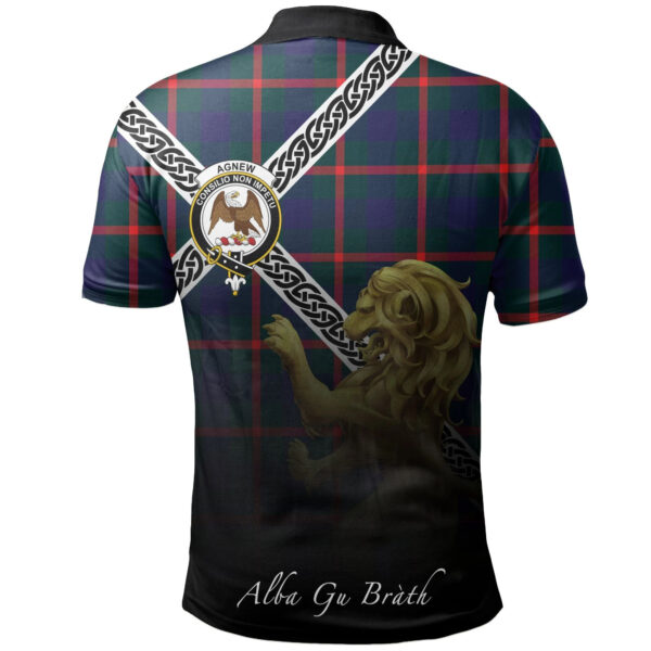 Agnew Modern Clan Polo Shirt, Scottish Tartan Agnew Modern Clans Polo Shirt Celtic Lion Style - Image 2