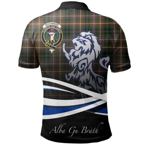 Buchanan Hunting Clan Polo Shirt, Scottish Tartan Buchanan Hunting Clans Polo Shirt Crest Lion Style - Image 2