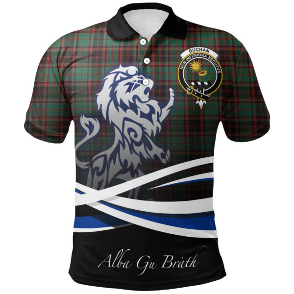 Buchan Ancient Clan Polo Shirt, Scottish Tartan Buchan Ancient Clans Polo Shirt Crest Lion Style