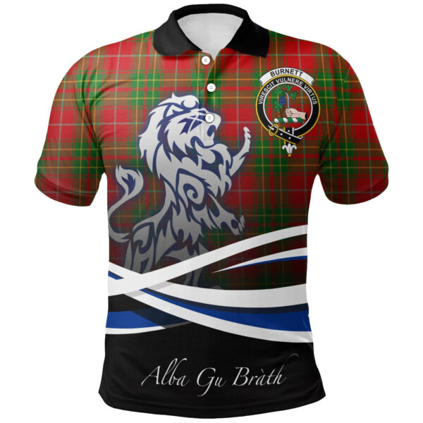 Burnett Ancient Clan Polo Shirt, Scottish Tartan Burnett Ancient Clans Polo Shirt Crest Lion Style