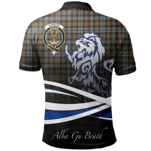 Gordon Weathered Clan Polo Shirt, Scottish Tartan Gordon Weathered Clans Polo Shirt Crest Lion Style - Image 2