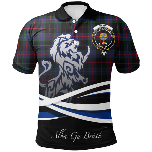 Nairn Clan Polo Shirt, Scottish Tartan Nairn Clans Polo Shirt Crest Lion Style