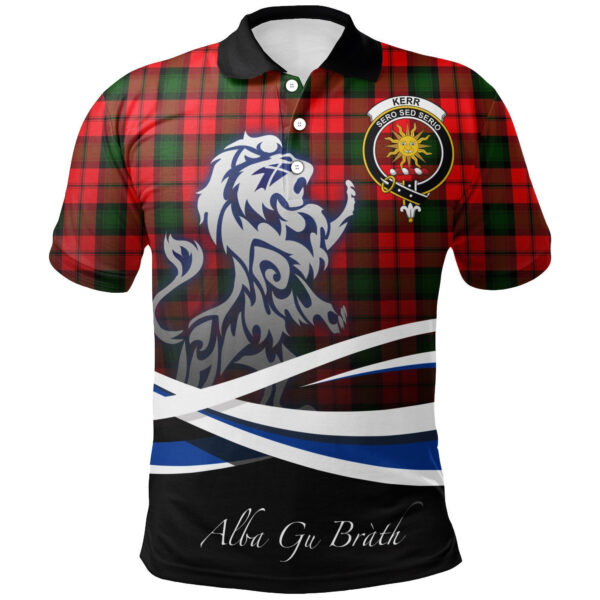 Kerr Modern Clan Polo Shirt, Scottish Tartan Kerr Modern Clans Polo Shirt Crest Lion Style