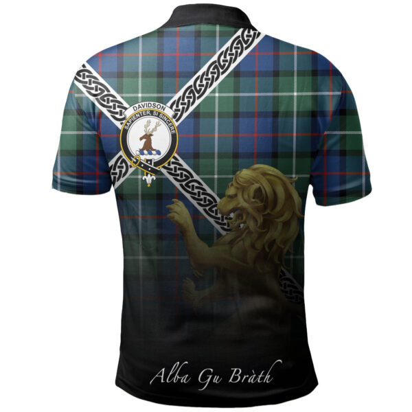 Davidson of Tulloch Clan Polo Shirt, Scottish Tartan Davidson of Tulloch Clans Polo Shirt Celtic Lion Style - Image 2