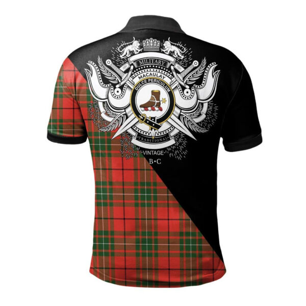 MacAulay Modern Clan Polo Shirt, Scottish Tartan MacAulay Modern Clans Polo Shirt Military Style - Image 2