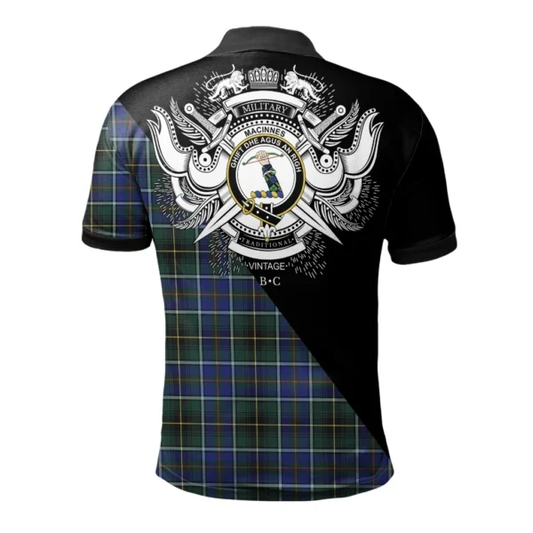 MacInnes Modern Clan Polo Shirt, Scottish Tartan MacInnes Modern Clans Polo Shirt Military Style - Image 2