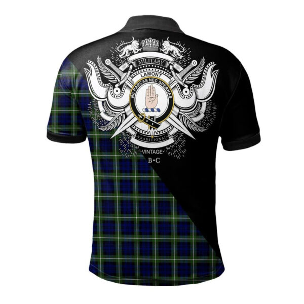 Lamont Modern Clan Polo Shirt, Scottish Tartan Lamont Modern Clans Polo Shirt Military Style - Image 2