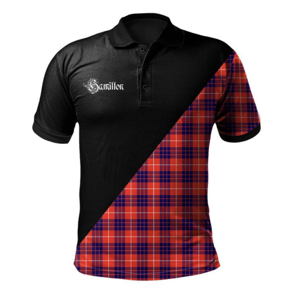 Hamilton Modern Clan Polo Shirt, Scottish Tartan Hamilton Modern Clans Polo Shirt Military Style