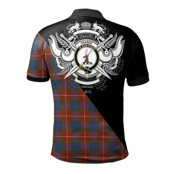 Fraser Ancient Clan Polo Shirt, Scottish Tartan Fraser Ancient Clans Polo Shirt Military Style - Image 2