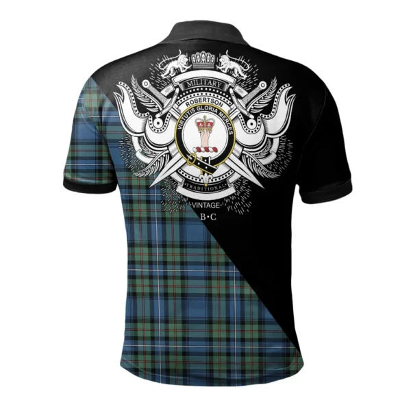 Robertson Hunting Ancient Clan Polo Shirt, Scottish Tartan Robertson Hunting Ancient Clans Polo Shirt Military Style - Image 2