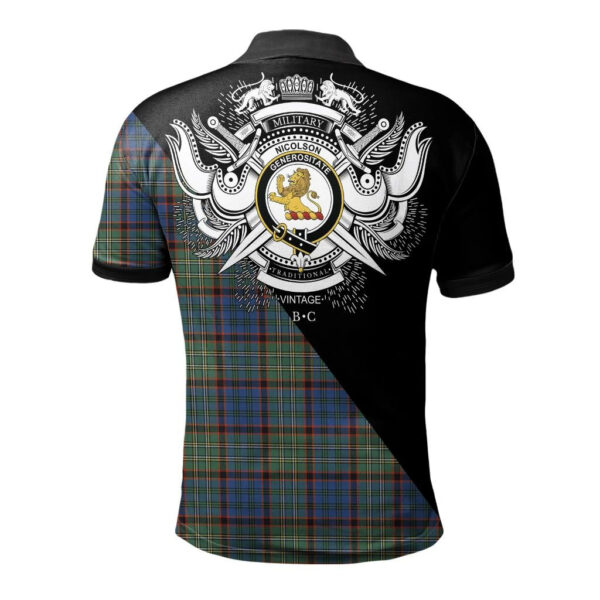 Nicolson Hunting Ancient Clan Polo Shirt, Scottish Tartan Nicolson Hunting Ancient Clans Polo Shirt Military Style - Image 2