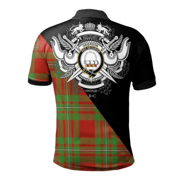 Grierson Clan Polo Shirt, Scottish Tartan Grierson Clans Polo Shirt Military Style - Image 2