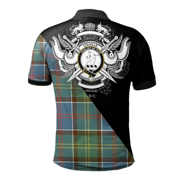 Colville Clan Polo Shirt, Scottish Tartan Colville Clans Polo Shirt Military Style - Image 2