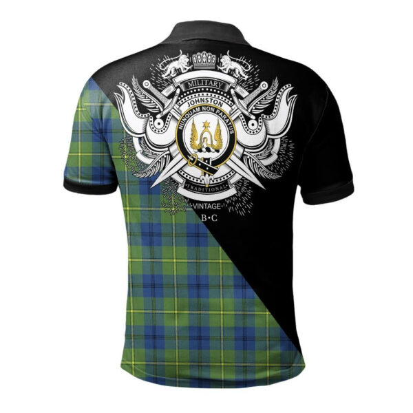 Johnston Ancient Clan Polo Shirt, Scottish Tartan Johnston Ancient Clans Polo Shirt Military Style - Image 2