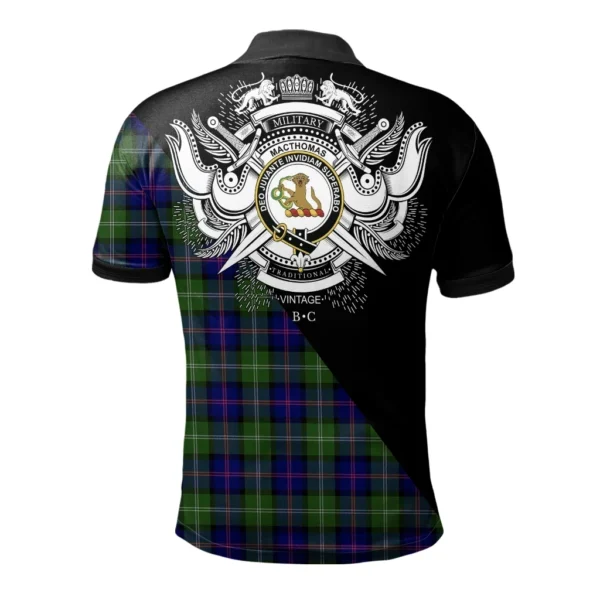 MacThomas Modern Clan Polo Shirt, Scottish Tartan MacThomas Modern Clans Polo Shirt Military Style - Image 2