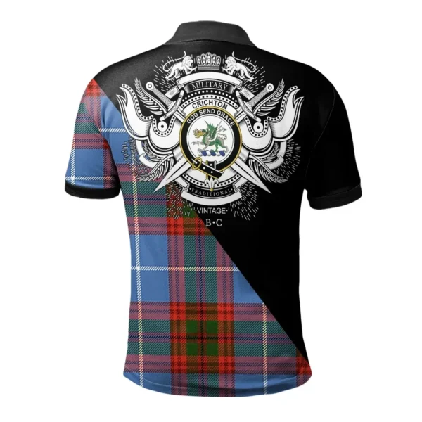 Crichton Clan Polo Shirt, Scottish Tartan Crichton Clans Polo Shirt Military Style - Image 2