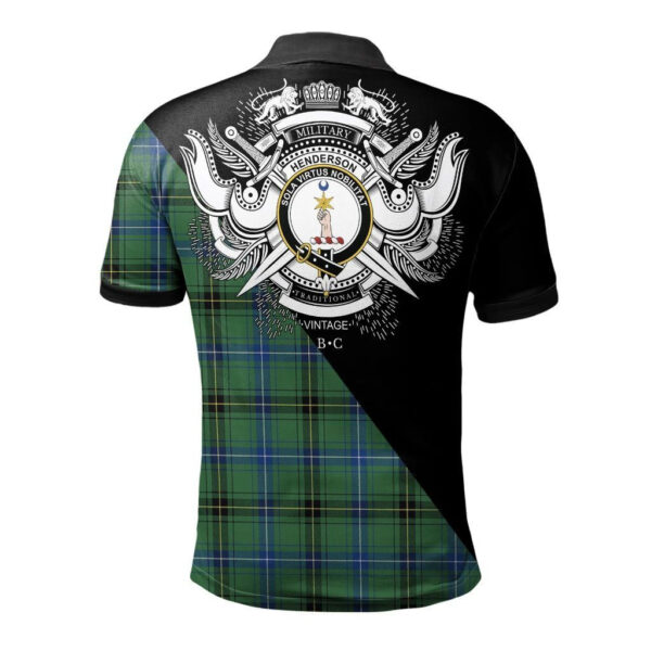 Henderson Ancient Clan Polo Shirt, Scottish Tartan Henderson Ancient Clans Polo Shirt Military Style - Image 2