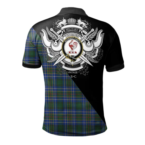 Cockburn Ancient Clan Polo Shirt, Scottish Tartan Cockburn Ancient Clans Polo Shirt Military Style - Image 2