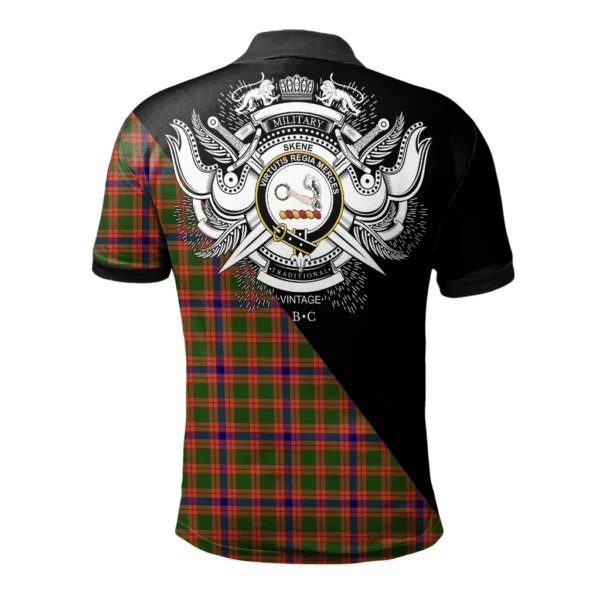 Skene Modern Clan Polo Shirt, Scottish Tartan Skene Modern Clans Polo Shirt Military Style - Image 2