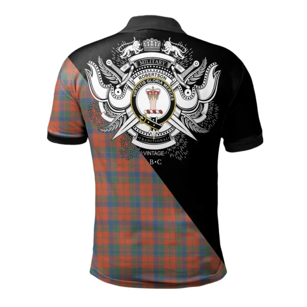 Robertson Ancient Clan Polo Shirt, Scottish Tartan Robertson Ancient Clans Polo Shirt Military Style - Image 2