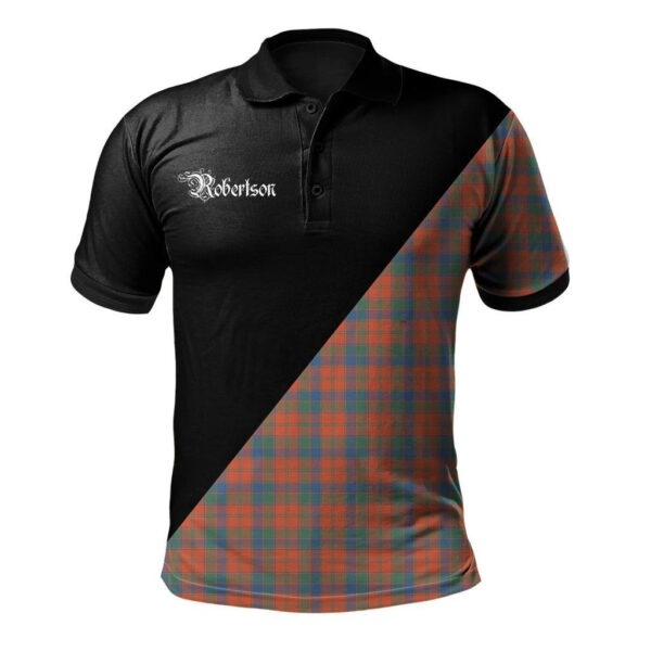 Robertson Ancient Clan Polo Shirt, Scottish Tartan Robertson Ancient Clans Polo Shirt Military Style