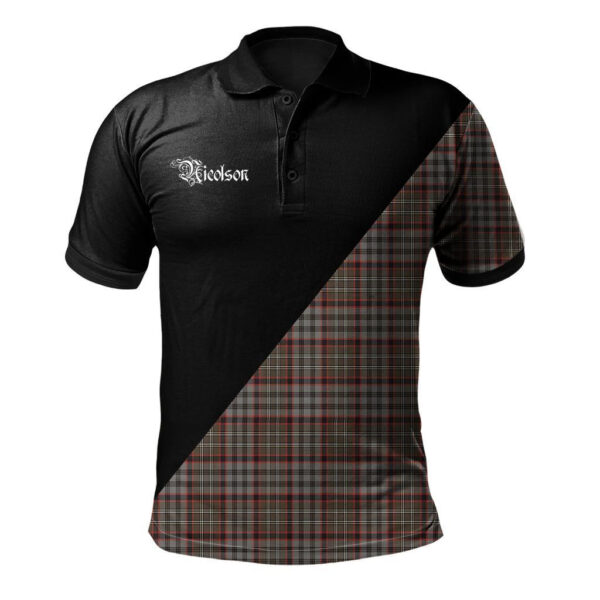 Nicolson Hunting Weathered Clan Polo Shirt, Scottish Tartan Nicolson Hunting Weathered Clans Polo Shirt Military Style