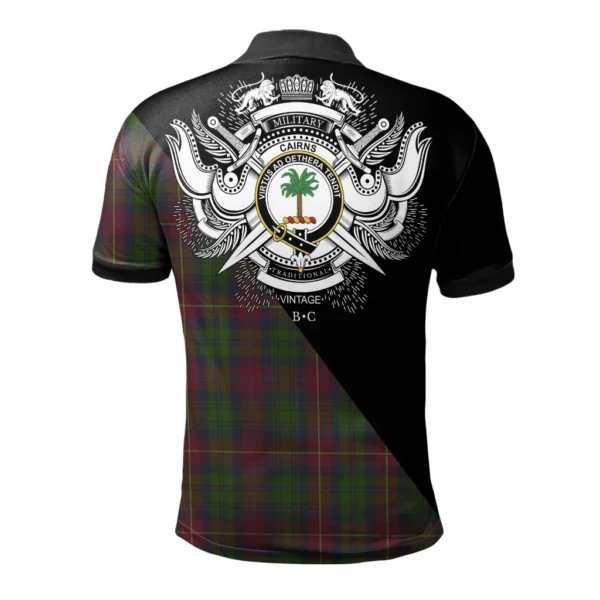 Cairns Clan Polo Shirt, Scottish Tartan Cairns Clans Polo Shirt Military Style - Image 2