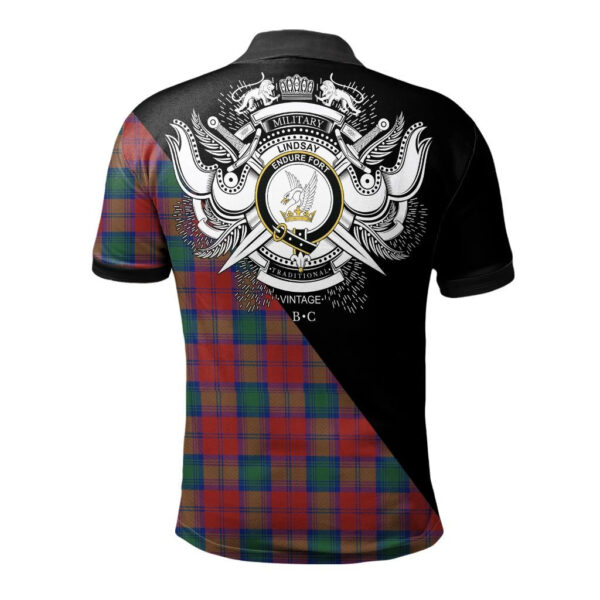 Lindsay Modern Clan Polo Shirt, Scottish Tartan Lindsay Modern Clans Polo Shirt Military Style - Image 2