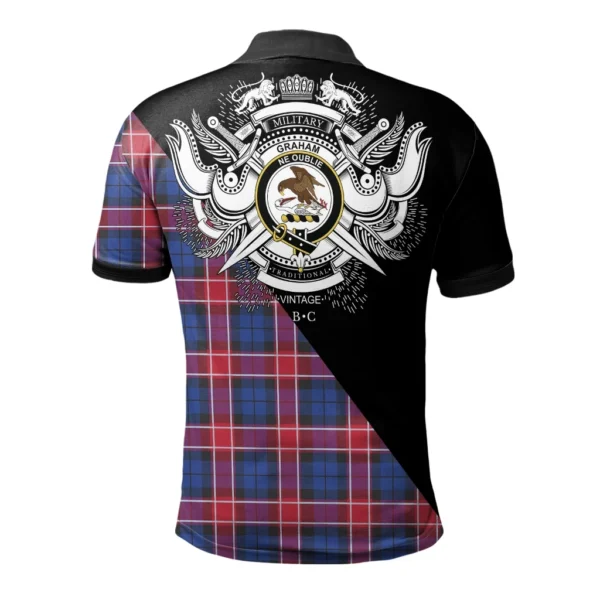 Graham of Menteith Red Clan Polo Shirt, Scottish Tartan Graham of Menteith Red Clans Polo Shirt Military Style - Image 2