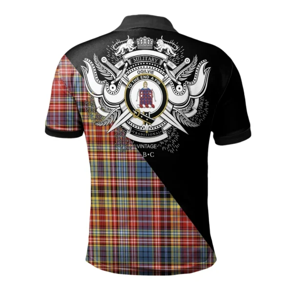 Ogilvie of Airlie Ancient Clan Polo Shirt, Scottish Tartan Ogilvie of Airlie Ancient Clans Polo Shirt Military Style - Image 2