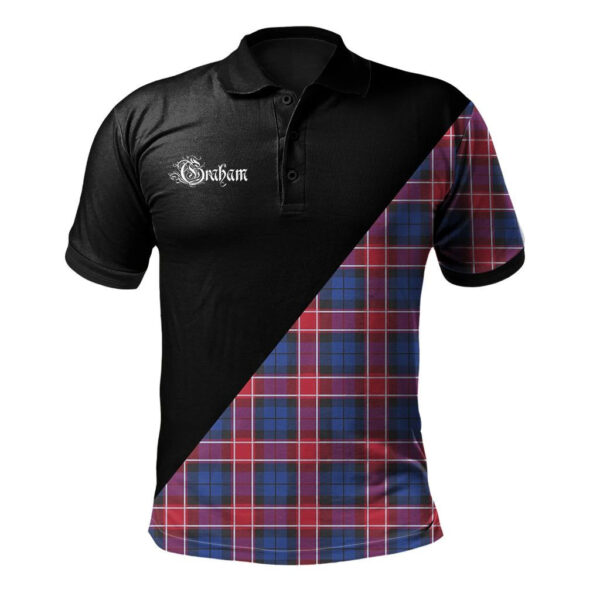 Graham of Menteith Red Clan Polo Shirt, Scottish Tartan Graham of Menteith Red Clans Polo Shirt Military Style