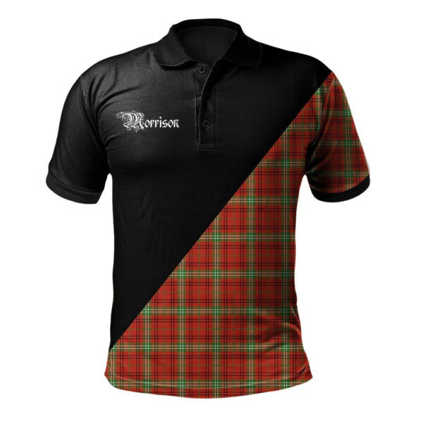 Morrison Red Modern Clan Polo Shirt, Scottish Tartan Morrison Red Modern Clans Polo Shirt Military Style