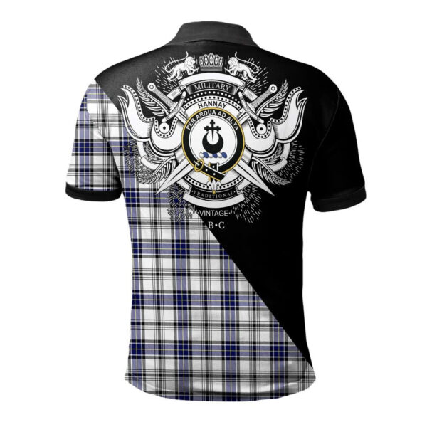 Hannay Modern Clan Polo Shirt, Scottish Tartan Hannay Modern Clans Polo Shirt Military Style - Image 2