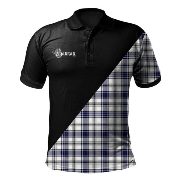 Hannay Modern Clan Polo Shirt, Scottish Tartan Hannay Modern Clans Polo Shirt Military Style