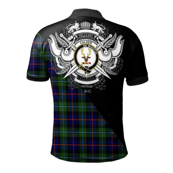 Calder Modern Clan Polo Shirt, Scottish Tartan Calder Modern Clans Polo Shirt Military Style - Image 2