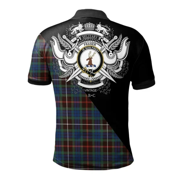 Fraser Hunting Ancient Clan Polo Shirt, Scottish Tartan Fraser Hunting Ancient Clans Polo Shirt Military Style - Image 2