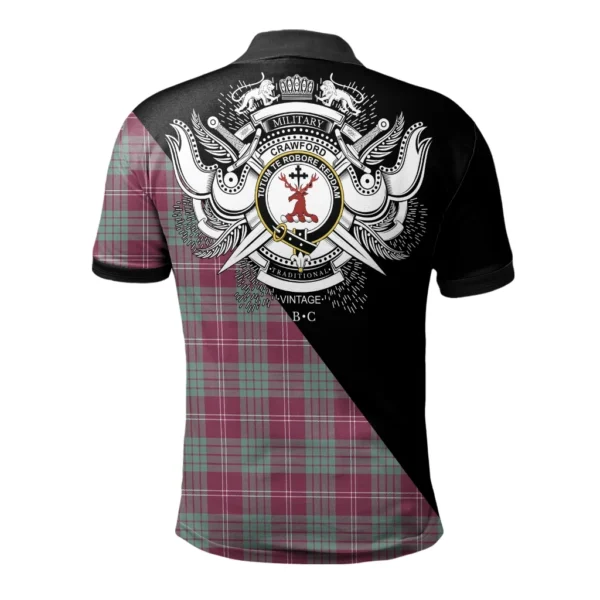 Crawford Ancient Clan Polo Shirt, Scottish Tartan Crawford Ancient Clans Polo Shirt Military Style - Image 2