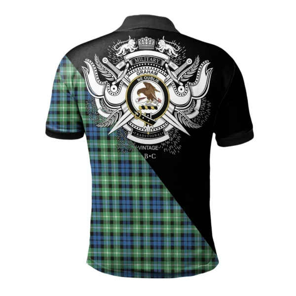 Graham of Montrose Ancient Clan Polo Shirt, Scottish Tartan Graham of Montrose Ancient Clans Polo Shirt Military Style - Image 2