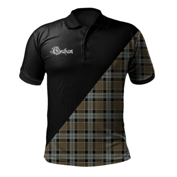 Graham of Menteith Weathered Clan Polo Shirt, Scottish Tartan Graham of Menteith Weathered Clans Polo Shirt Military Style